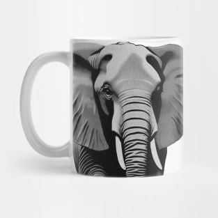 Light Grey Monochrome Elephant Digital Portrait Without Background (MD23Ar035e) Mug